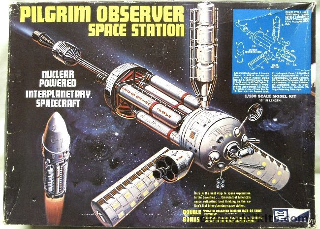 MPC 1/100 Pilgrim Observer Space Station Nuclear Powered With Iron On Patch, 9001 plastic model kit